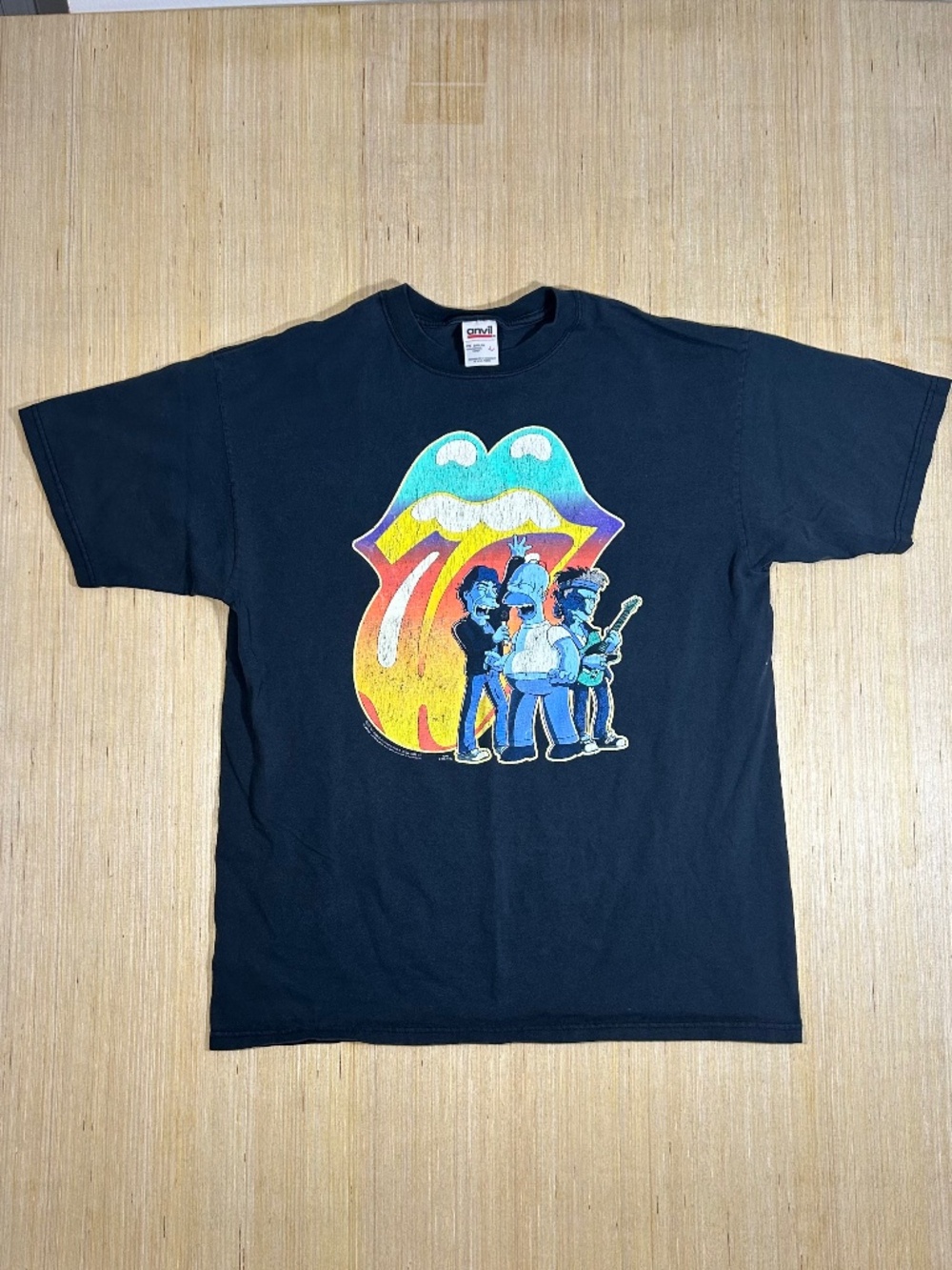 Vtg Rolling Stones The Simpsons Concert T-Shirt XL Anvil 2002 Matt Groening Y2K